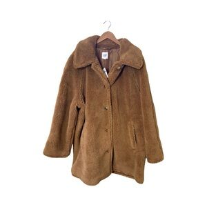 NWT GAP Women's Golden Brown Sherpa Teddy Coat Size extra large